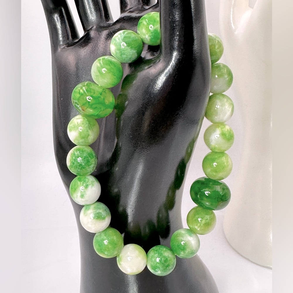 RARE PERSIAN JADE + AGATE NATURAL BRACELET size 7”,8”